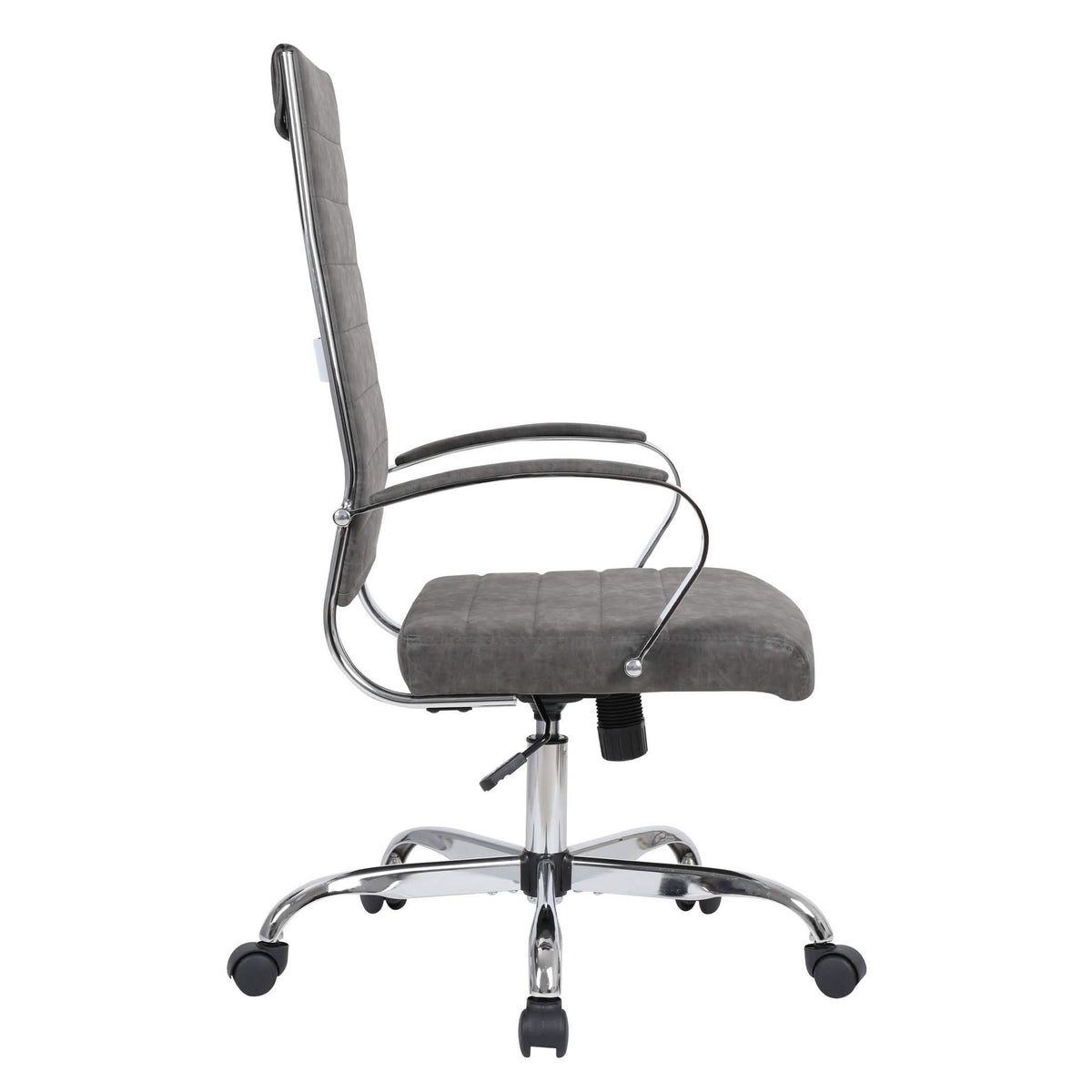 Benmar High-Back Leather Adjustable Office Conference Chair Chrome Charcoal Office Chair Leisuremod