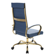 Benmar High-Back Leather Adjustable Office Conference Chair Gold Navy Blue Office Chair Leisuremod