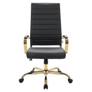 Benmar High-Back Leather Adjustable Office Conference Chair Gold Black Office Chair Leisuremod