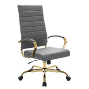 Benmar High-Back Leather Adjustable Office Conference Chair Gold Grey Office Chair Leisuremod