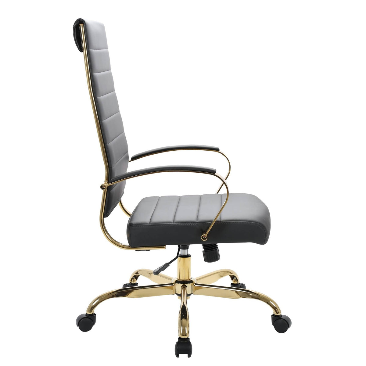 Benmar High-Back Leather Adjustable Office Conference Chair Gold Black Office Chair Leisuremod