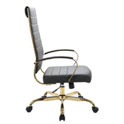 Benmar High-Back Leather Adjustable Office Conference Chair Gold Black Office Chair Leisuremod