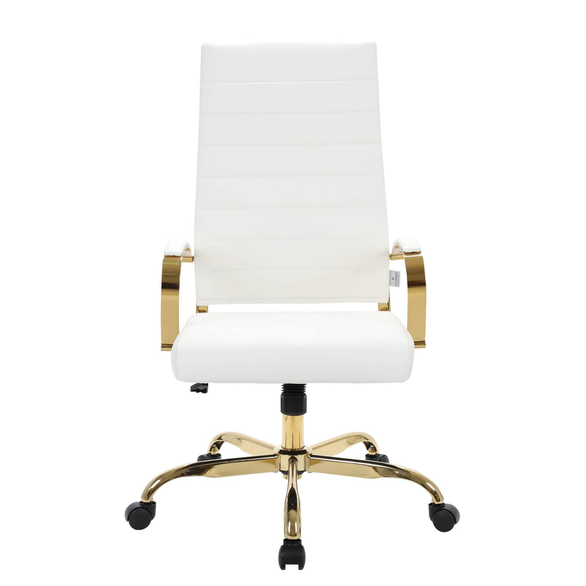 Benmar High-Back Leather Adjustable Office Conference Chair Gold White Office Chair Leisuremod