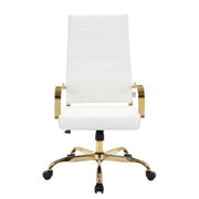 Benmar High-Back Leather Adjustable Office Conference Chair Gold White Office Chair Leisuremod