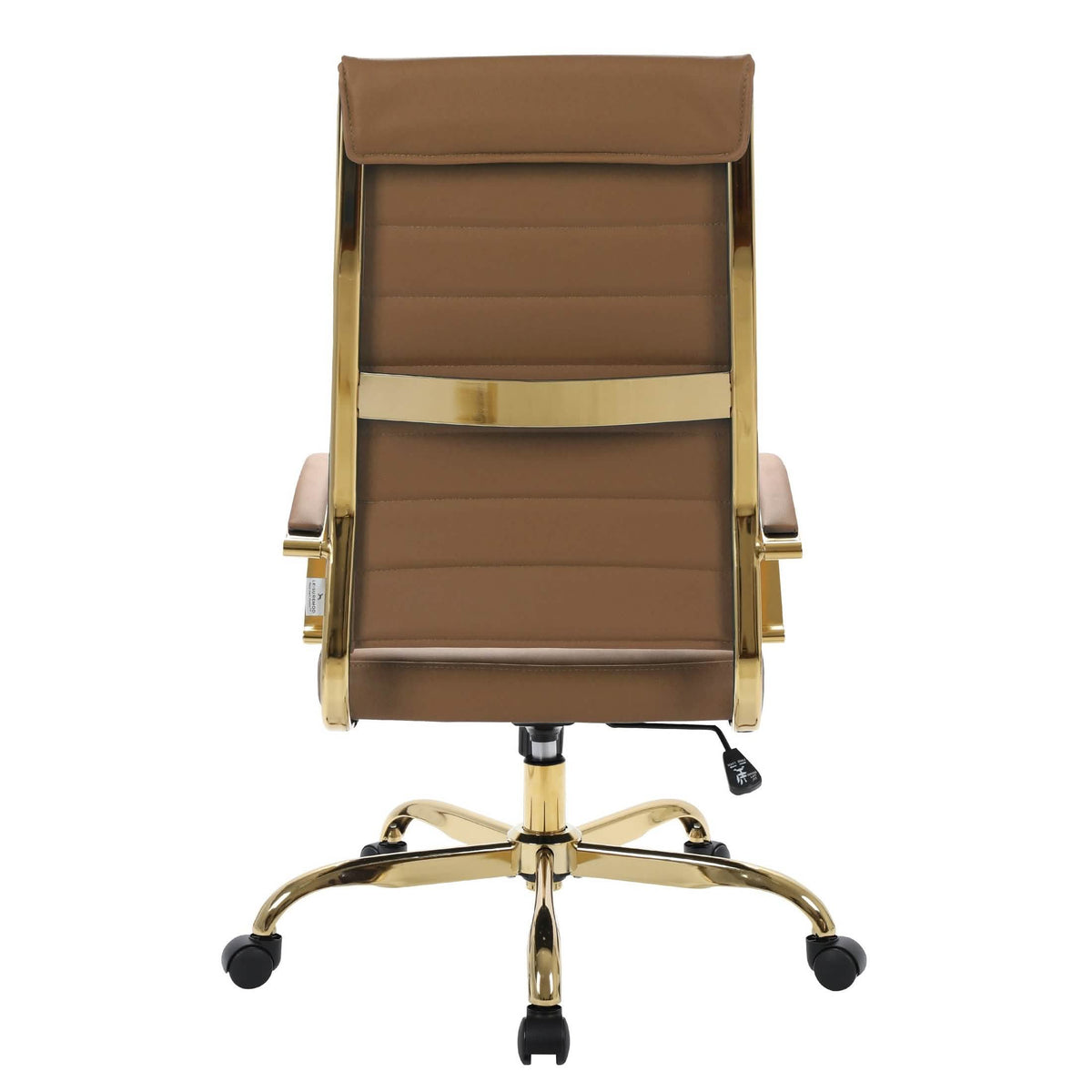 Benmar High-Back Leather Adjustable Office Conference Chair Gold Light Brown Office Chair Leisuremod