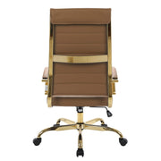 Benmar High-Back Leather Adjustable Office Conference Chair Gold Light Brown Office Chair Leisuremod