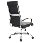 Benmar High-Back Leather Adjustable Office Conference Chair Chrome Black Office Chair Leisuremod