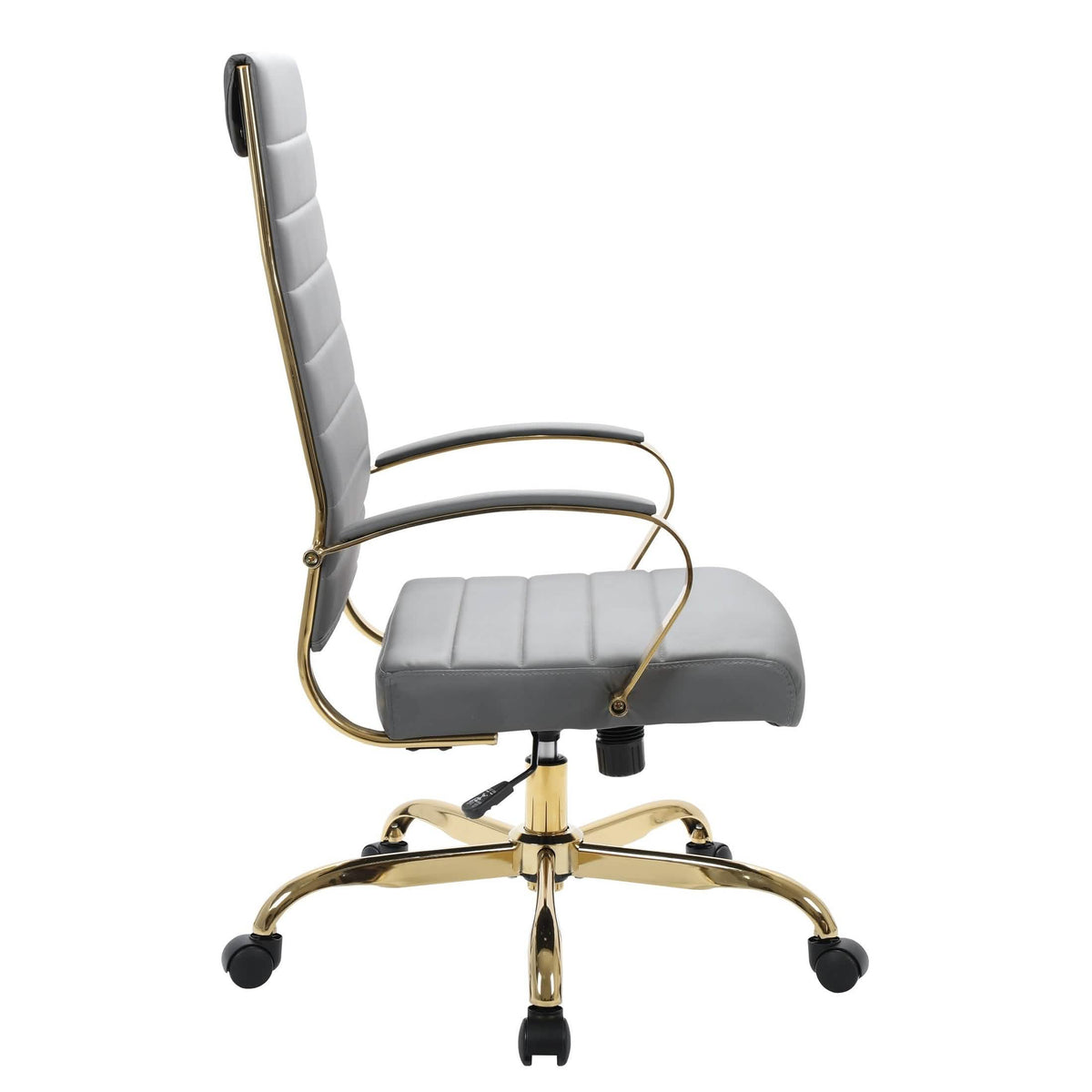 Benmar High-Back Leather Adjustable Office Conference Chair Gold Grey Office Chair Leisuremod