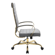 Benmar High-Back Leather Adjustable Office Conference Chair Gold Grey Office Chair Leisuremod