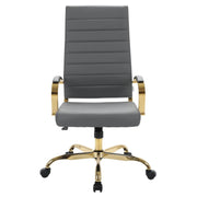 Benmar High-Back Leather Adjustable Office Conference Chair Gold Navy Blue Office Chair Leisuremod