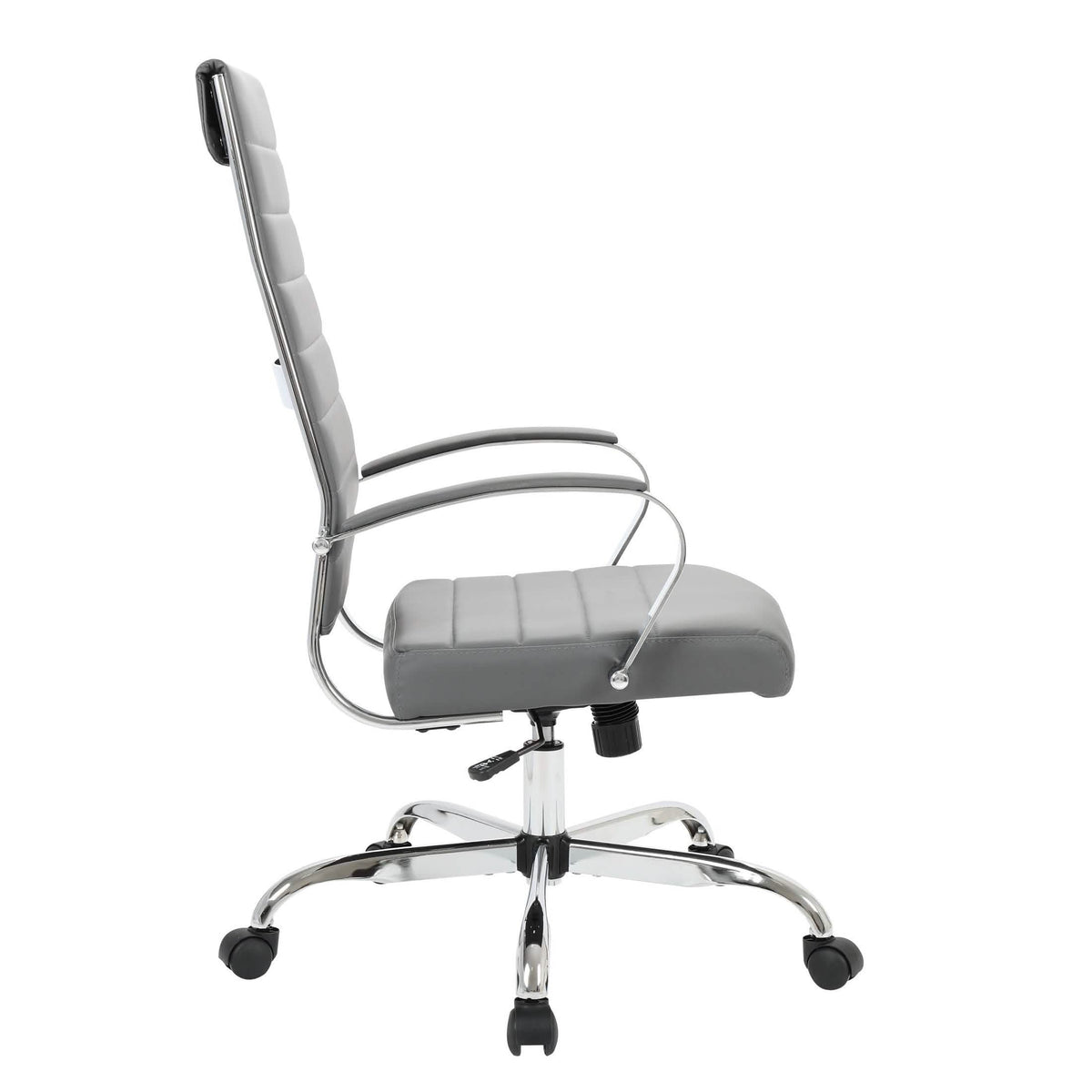 Benmar High-Back Leather Adjustable Office Conference Chair Chrome Grey Office Chair Leisuremod