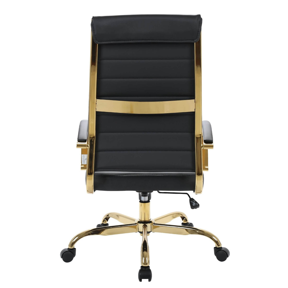 Benmar High-Back Leather Adjustable Office Conference Chair Gold Black Office Chair Leisuremod