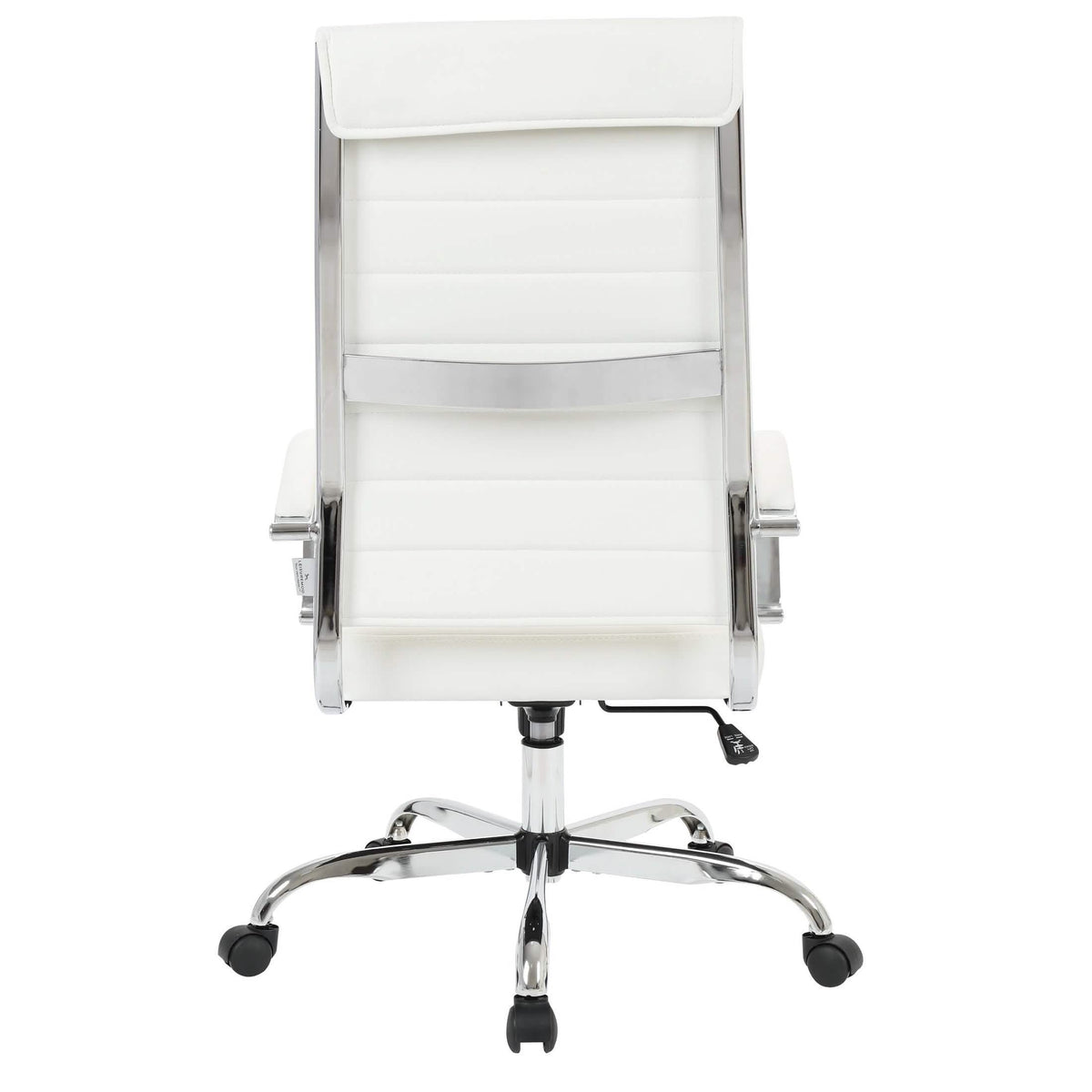 Benmar High-Back Leather Adjustable Office Conference Chair Chrome White Office Chair Leisuremod