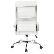 Benmar High-Back Leather Adjustable Office Conference Chair Chrome White Office Chair Leisuremod