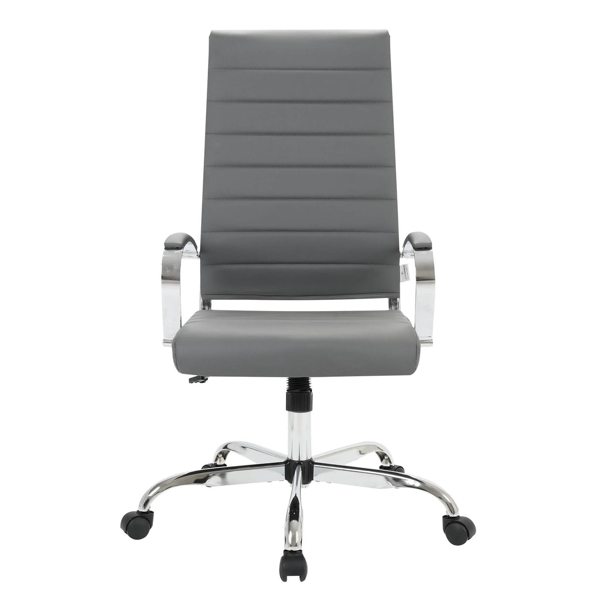 Benmar High-Back Leather Adjustable Office Conference Chair Chrome Grey Office Chair Leisuremod