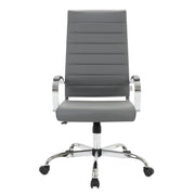 Benmar High-Back Leather Adjustable Office Conference Chair Chrome Grey Office Chair Leisuremod