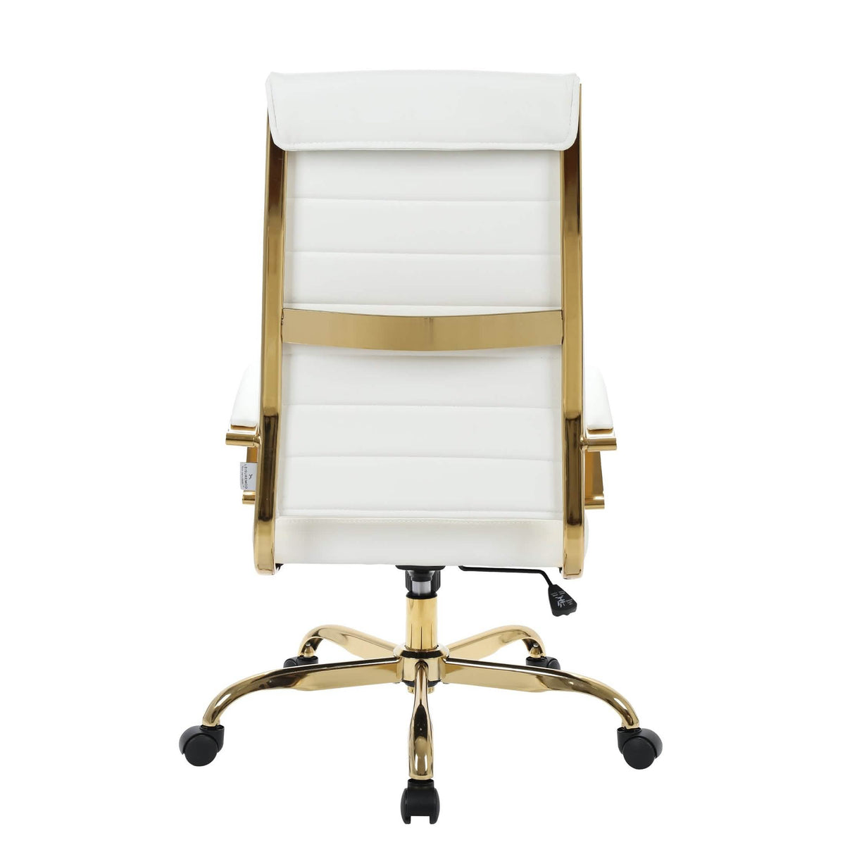 Benmar High-Back Leather Adjustable Office Conference Chair Gold White Office Chair Leisuremod