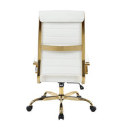 Benmar High-Back Leather Adjustable Office Conference Chair Gold White Office Chair Leisuremod