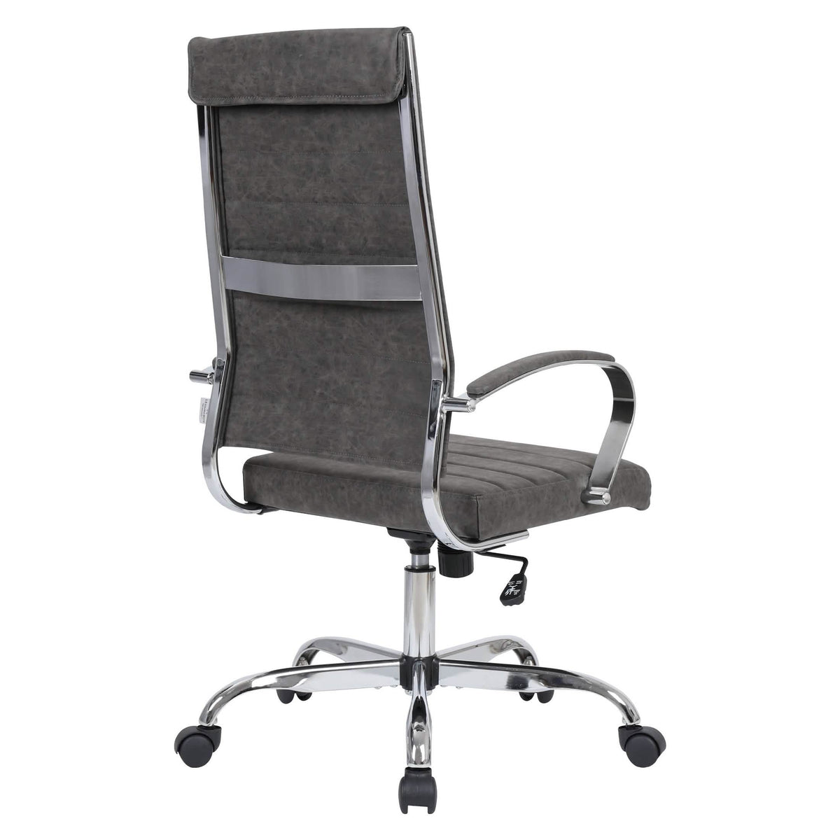 Benmar High-Back Leather Adjustable Office Conference Chair Chrome Charcoal Office Chair Leisuremod