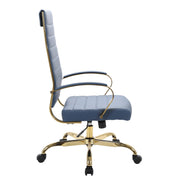 Benmar High-Back Leather Adjustable Office Conference Chair Gold Navy Blue Office Chair Leisuremod