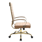 Benmar High-Back Leather Adjustable Office Conference Chair Gold Light Brown Office Chair Leisuremod