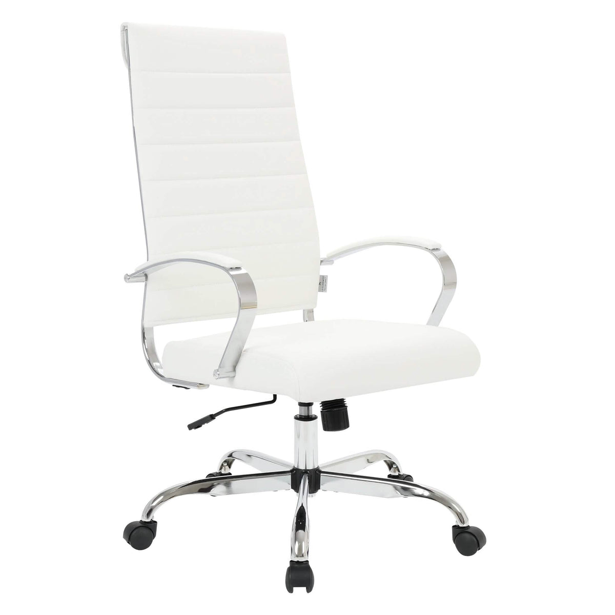 Benmar High-Back Leather Adjustable Office Conference Chair Chrome White Office Chair Leisuremod