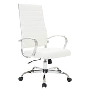 Benmar High-Back Leather Adjustable Office Conference Chair Chrome White Office Chair Leisuremod