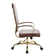 Benmar High-Back Leather Adjustable Office Conference Chair Gold Brown Office Chair Leisuremod