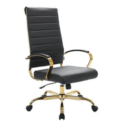 Benmar High-Back Leather Adjustable Office Conference Chair Gold Black Office Chair Leisuremod