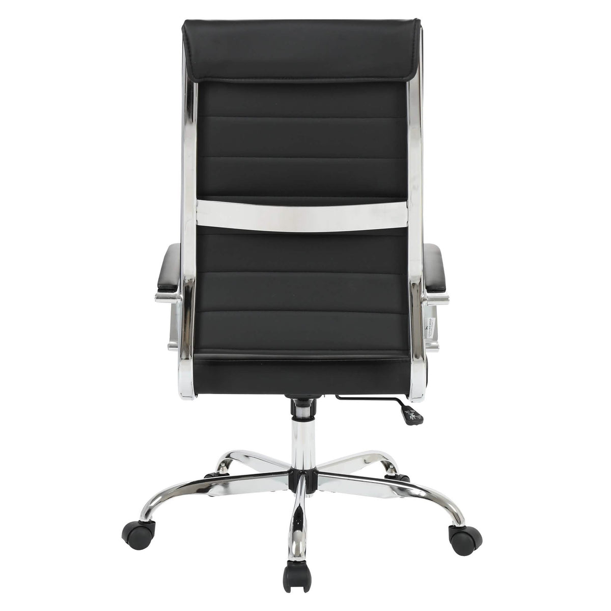Benmar High-Back Leather Adjustable Office Conference Chair Chrome Black Office Chair Leisuremod