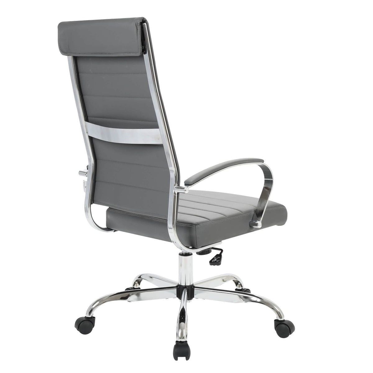 Benmar High-Back Leather Adjustable Office Conference Chair Chrome Grey Office Chair Leisuremod
