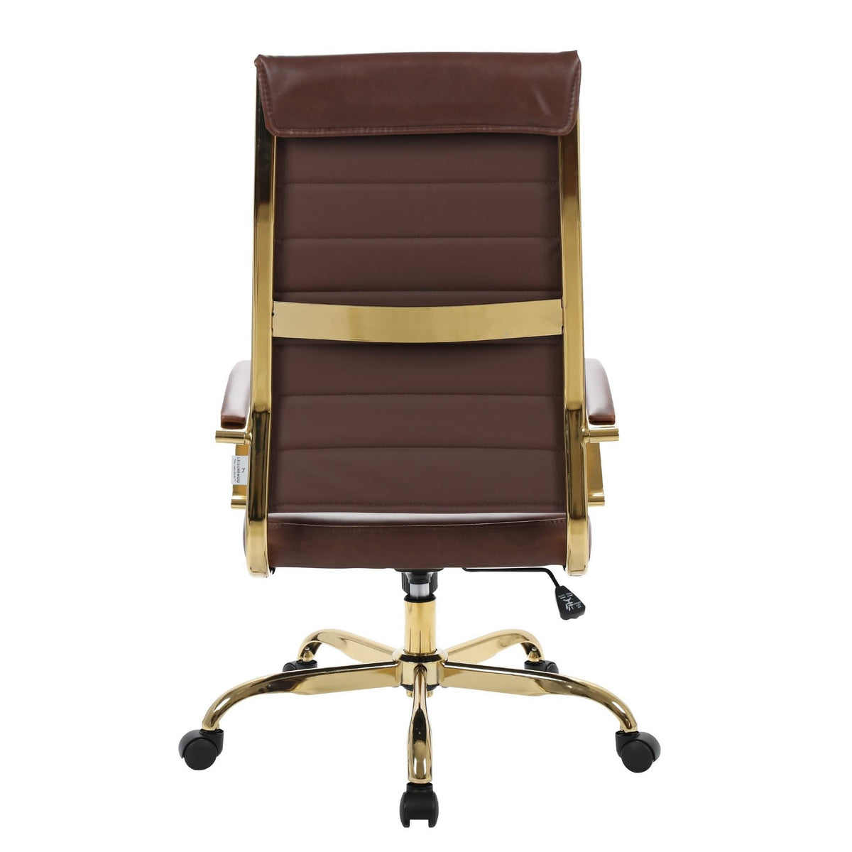 Benmar High-Back Leather Adjustable Office Conference Chair Gold Brown Office Chair Leisuremod