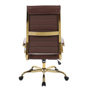 Benmar High-Back Leather Adjustable Office Conference Chair Gold Brown Office Chair Leisuremod