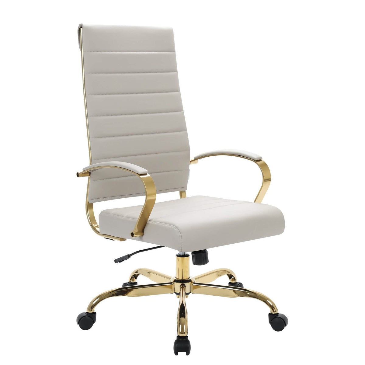 Benmar High-Back Leather Adjustable Office Conference Chair Gold Tan Office Chair Leisuremod