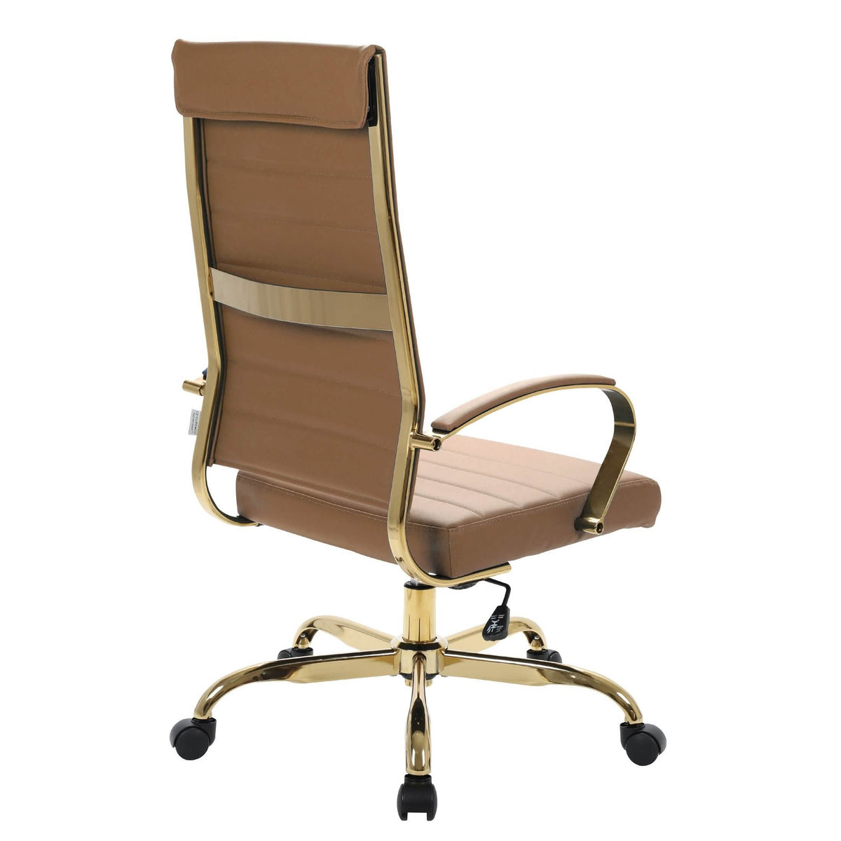 Benmar High-Back Leather Adjustable Office Conference Chair Gold Light Brown Office Chair Leisuremod