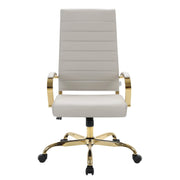 Benmar High-Back Leather Adjustable Office Conference Chair Gold Tan Office Chair Leisuremod