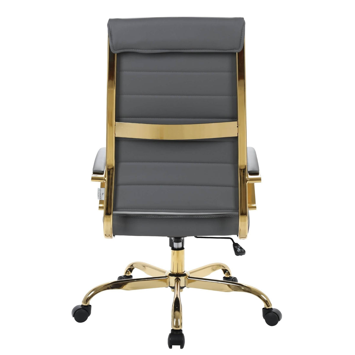 Benmar High-Back Leather Adjustable Office Conference Chair Gold Grey Office Chair Leisuremod