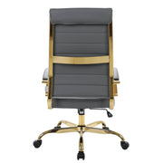 Benmar High-Back Leather Adjustable Office Conference Chair Gold Grey Office Chair Leisuremod