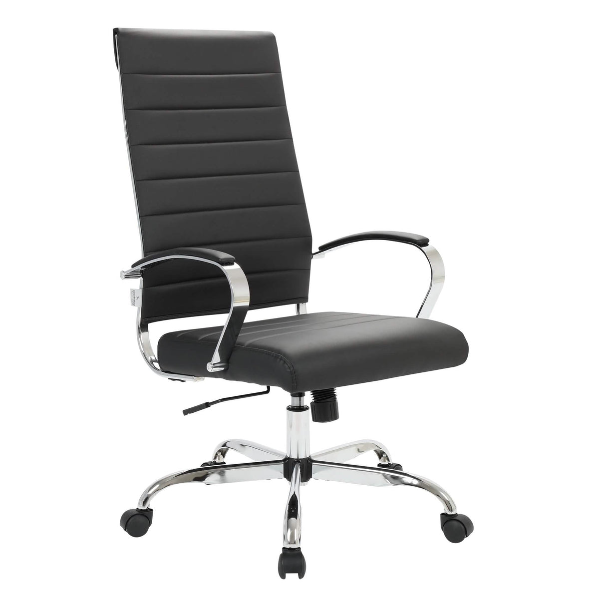 Benmar High-Back Leather Adjustable Office Conference Chair Chrome Black Office Chair Leisuremod