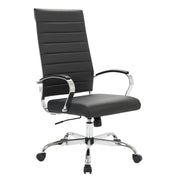 Benmar High-Back Leather Adjustable Office Conference Chair Chrome Black Office Chair Leisuremod