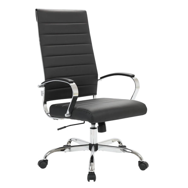 Benmar High-Back Leather Adjustable Office Conference Chair Chrome Black Office Chair Leisuremod