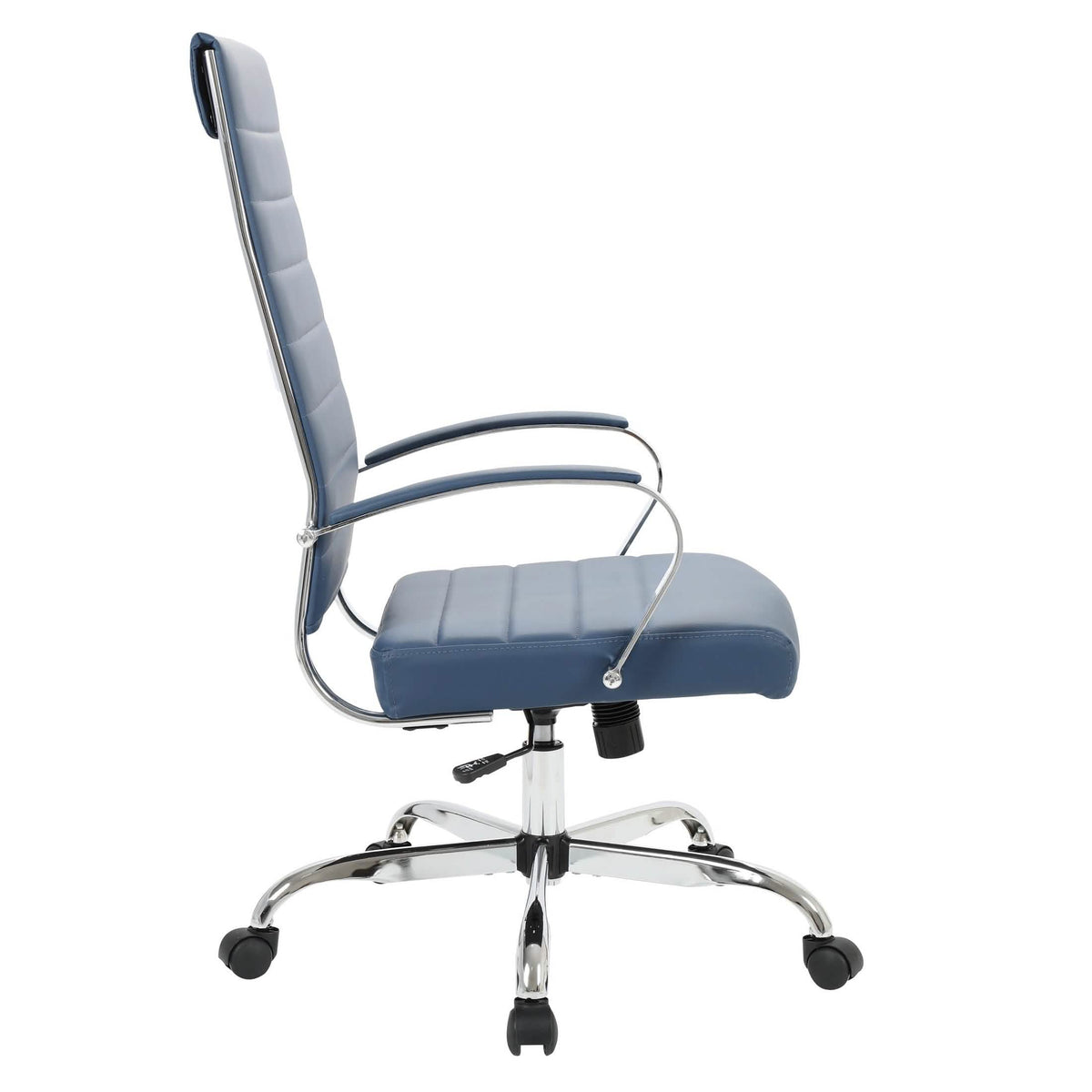 Benmar High-Back Leather Adjustable Office Conference Chair Chrome Navy Blue Office Chair Leisuremod