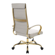 Benmar High-Back Leather Adjustable Office Conference Chair Gold Tan Office Chair Leisuremod