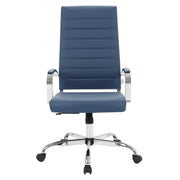 Benmar High-Back Leather Adjustable Office Conference Chair Chrome Navy Blue Office Chair Leisuremod