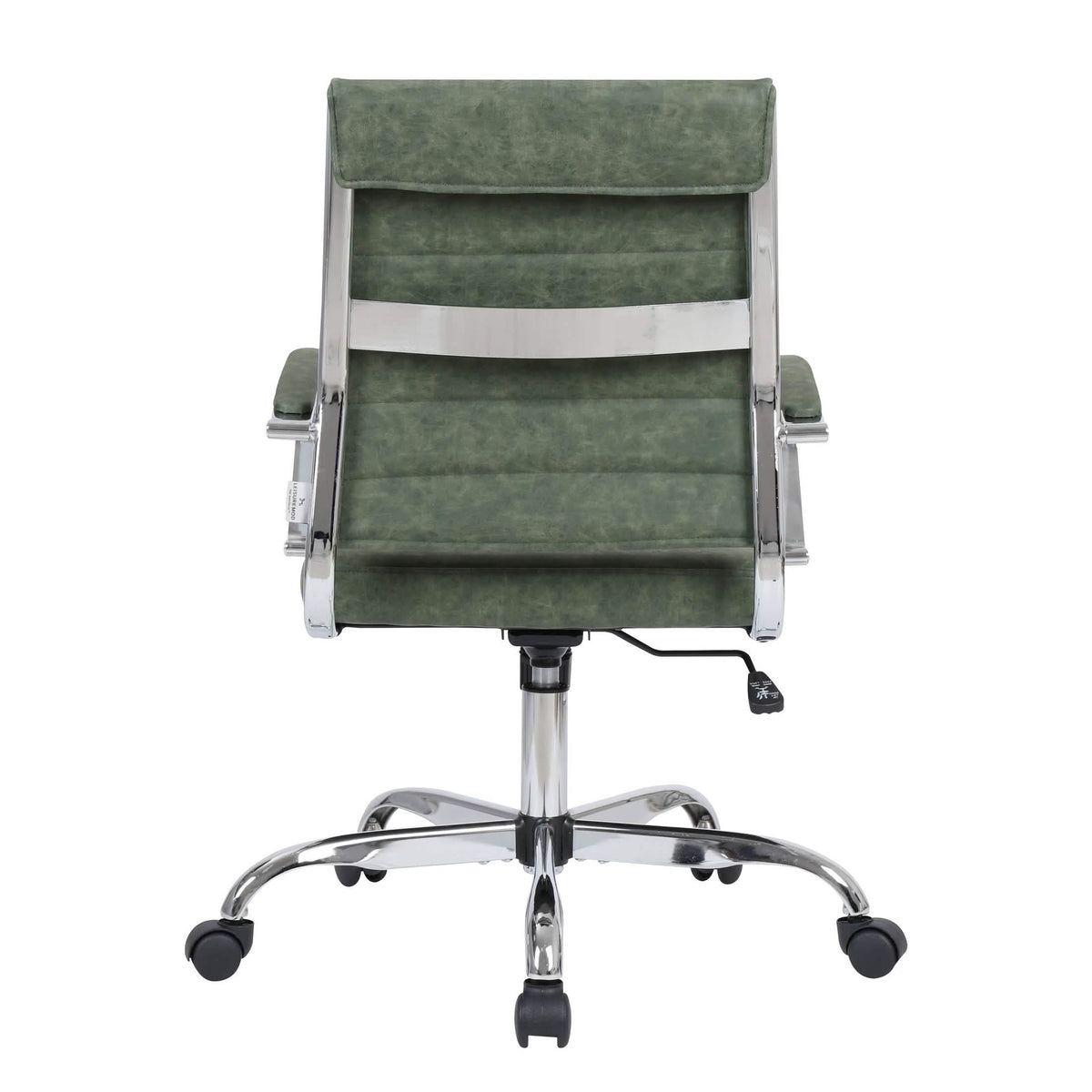 Benmar Mid-Back Leather Office Conference Chair Adjustable Height, Swivel, and Tilt Chrome Green Office Chair Leisuremod