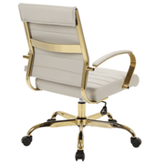 Benmar Mid-Back Leather Office Conference Chair Adjustable Height, Swivel, and Tilt Gold Tan Office Chair Leisuremod
