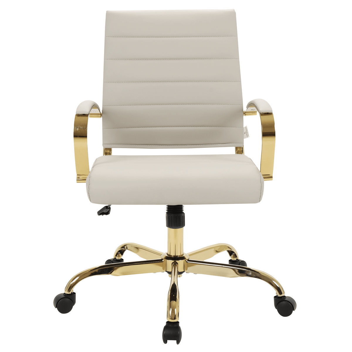 Benmar Mid-Back Leather Office Conference Chair Adjustable Height, Swivel, and Tilt Gold Tan Office Chair Leisuremod