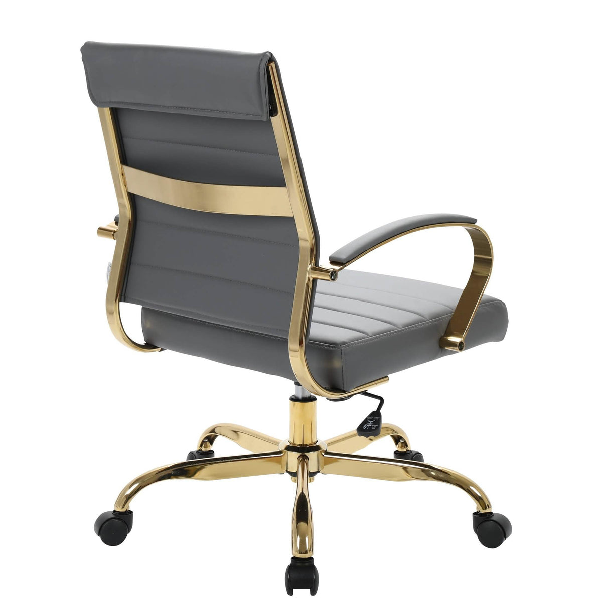Benmar Mid-Back Leather Office Conference Chair Adjustable Height, Swivel, and Tilt Gold Grey Office Chair Leisuremod