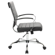 Benmar Mid-Back Leather Office Conference Chair Adjustable Height, Swivel, and Tilt Chrome Black Office Chair Leisuremod