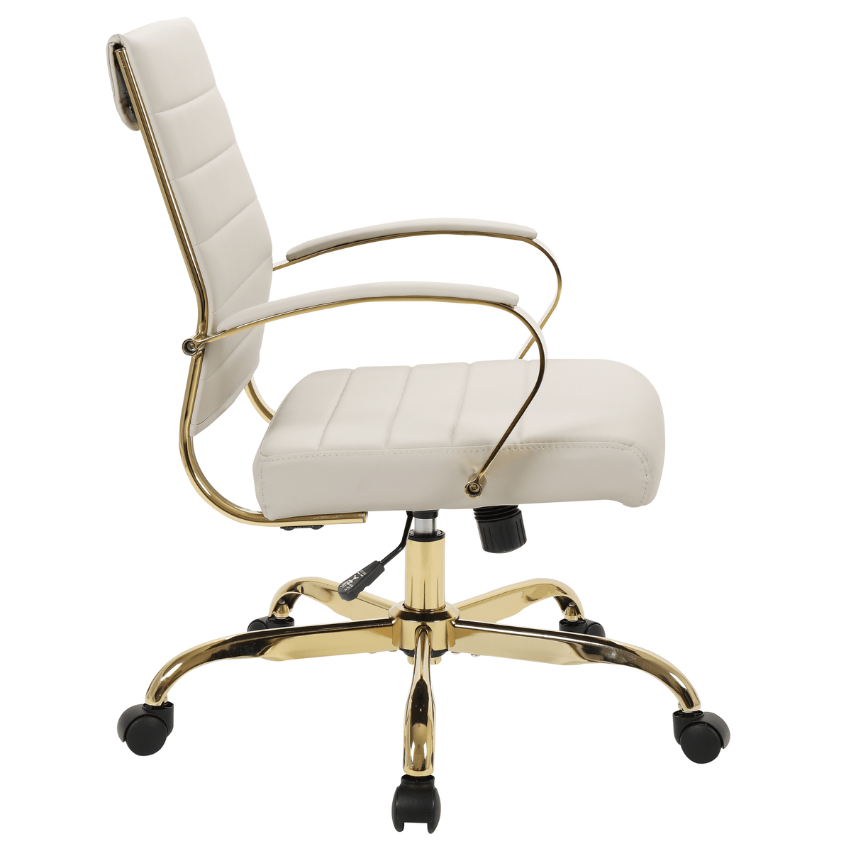 Benmar Mid-Back Leather Office Conference Chair Adjustable Height, Swivel, and Tilt Gold Tan Office Chair Leisuremod